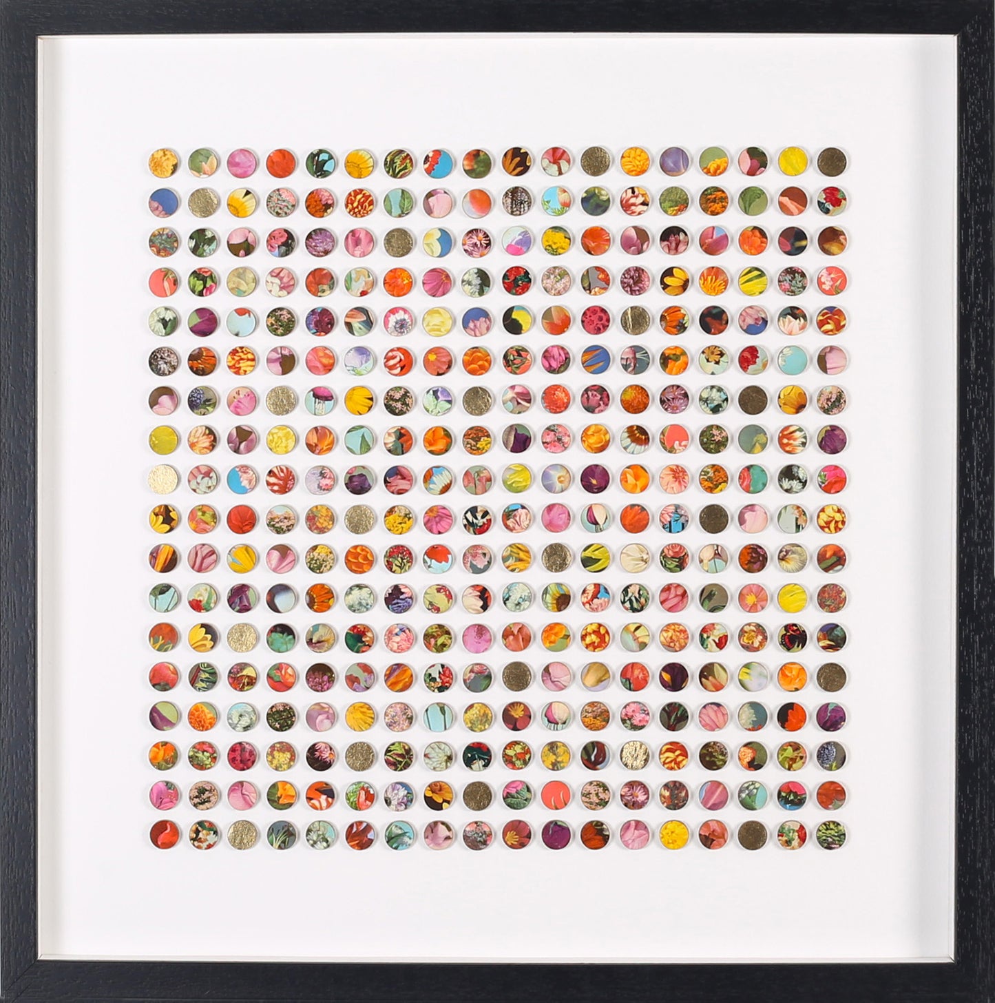 Three Hundred And Twenty Four Floral Dots Collage with Gold Leaf