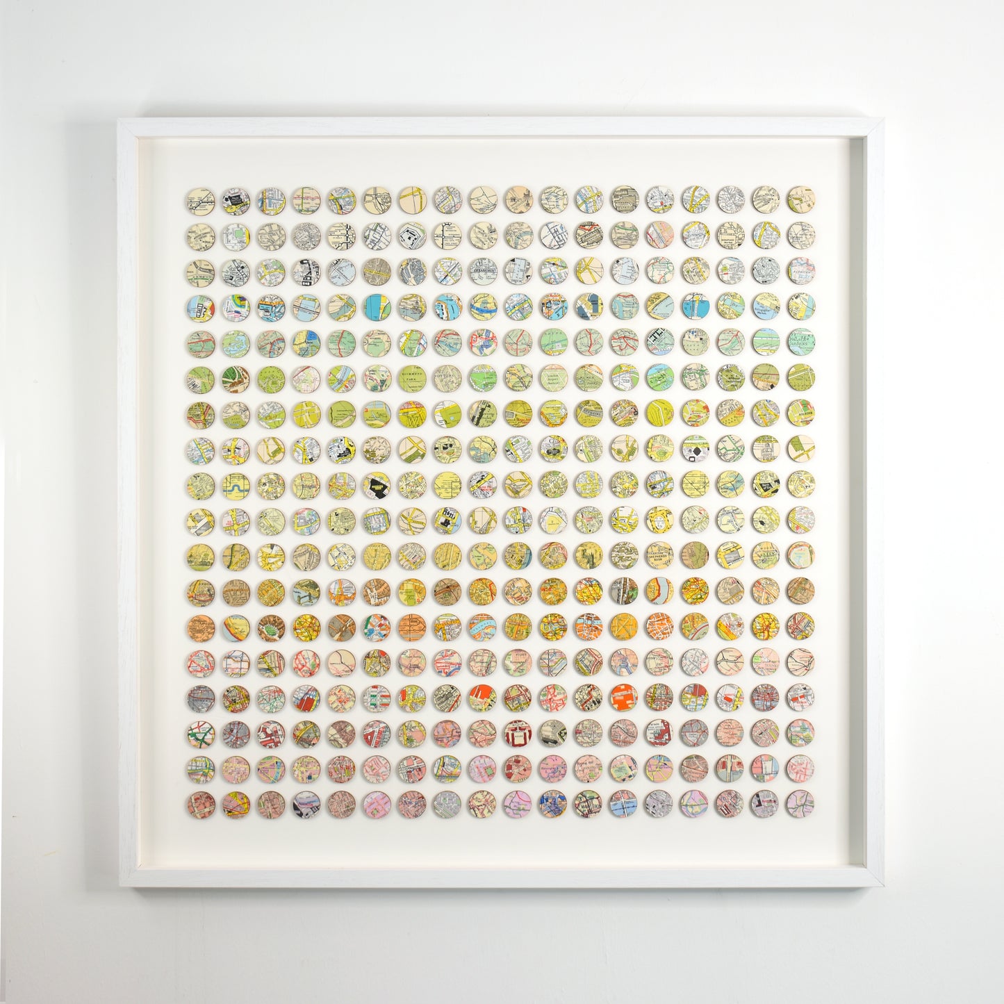 Three Hundred and Twenty Four London Rainbow Map Dots Collage