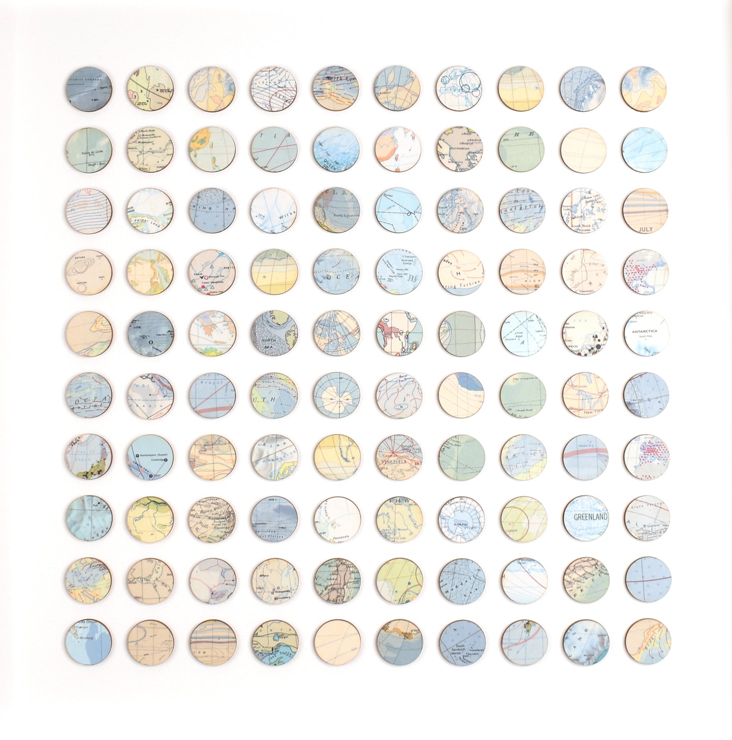 One Hundred Winter Map Dots Collage