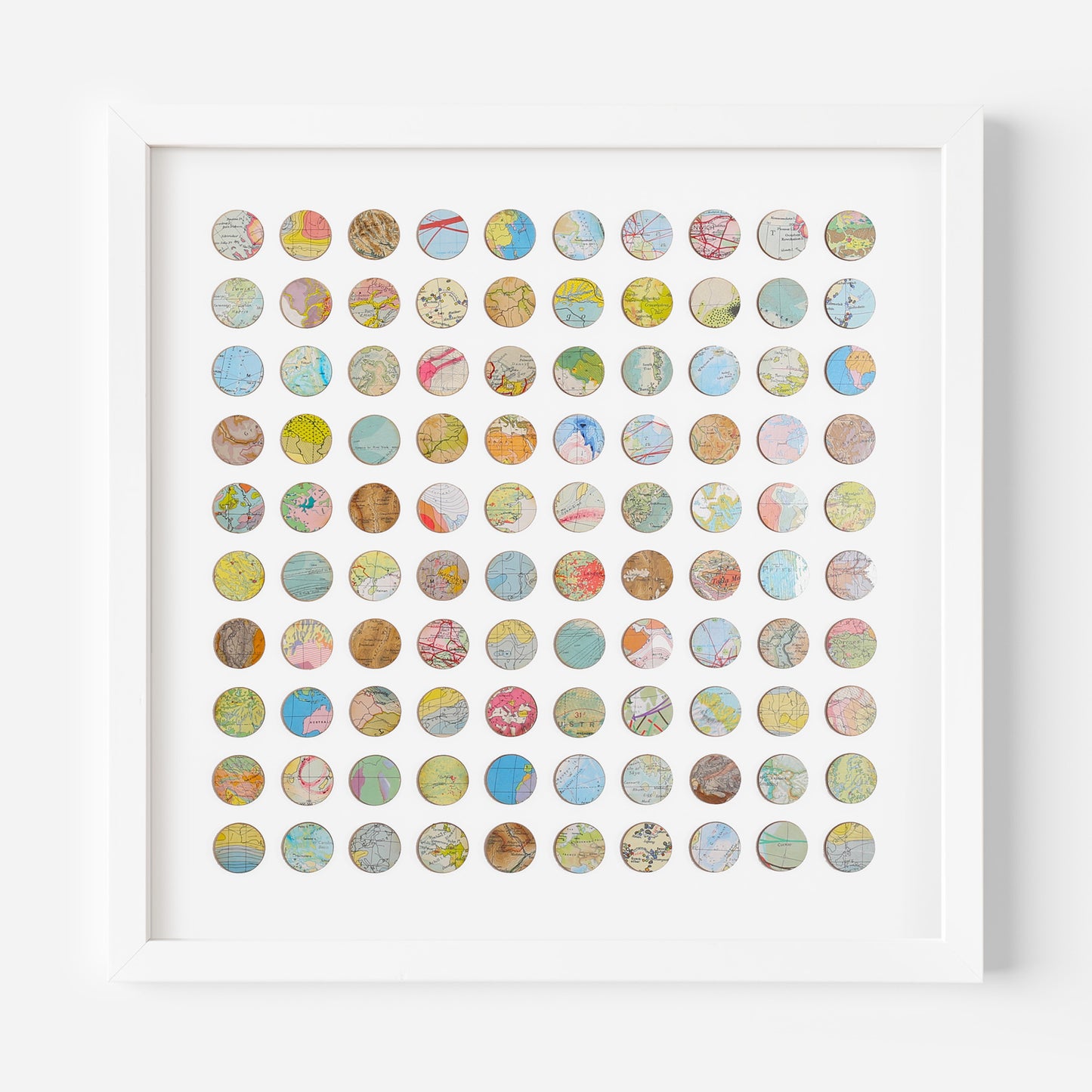 One Hundred Map Dots Collage