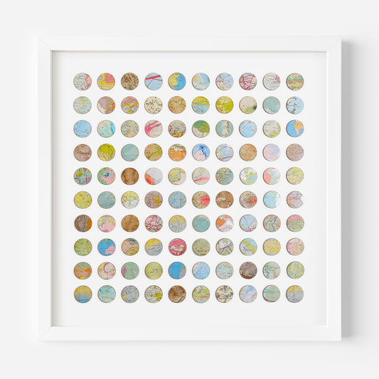 One Hundred Map Dots Collage