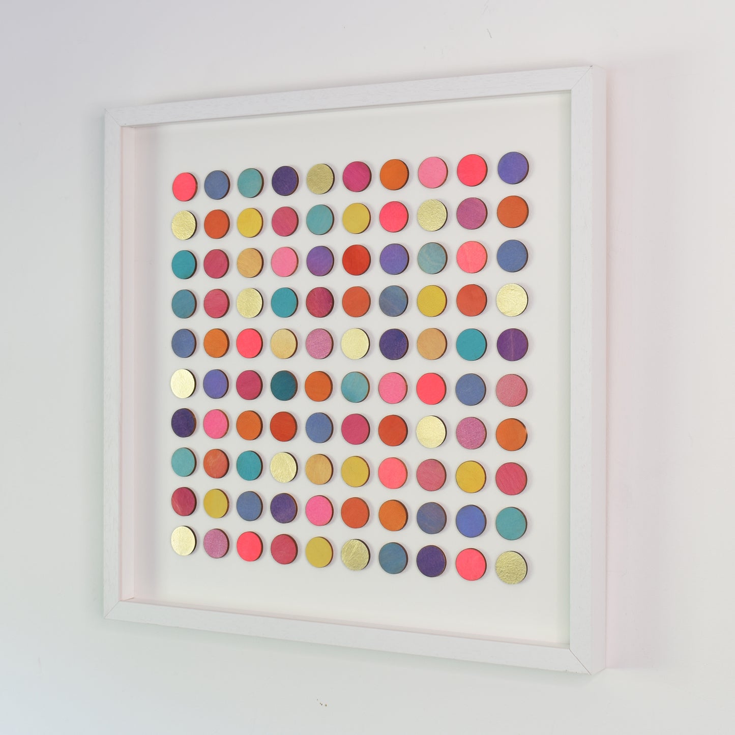 One Hundred Painted Dots Collage with Gold