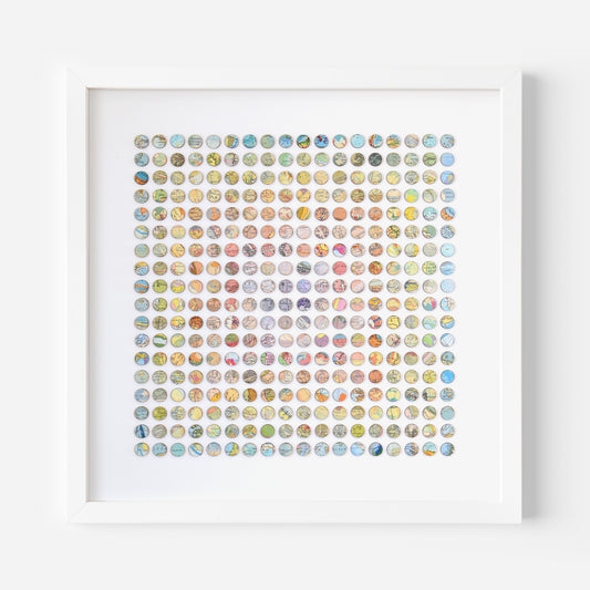 Three Hundred and Twenty Four Map Dots Rainbow Concentric Squares Collage #2