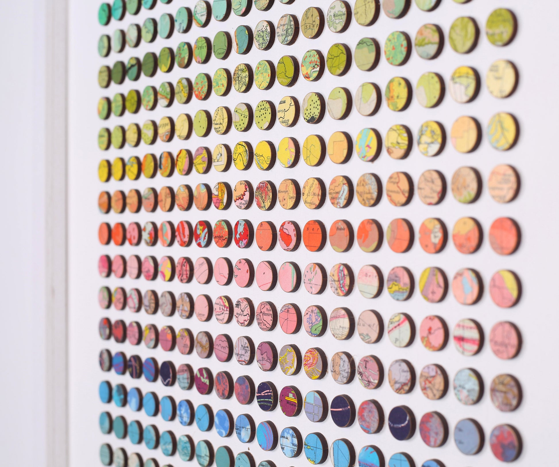Image showing 3D nature of Amelia Coward's rainbow map dot artworks