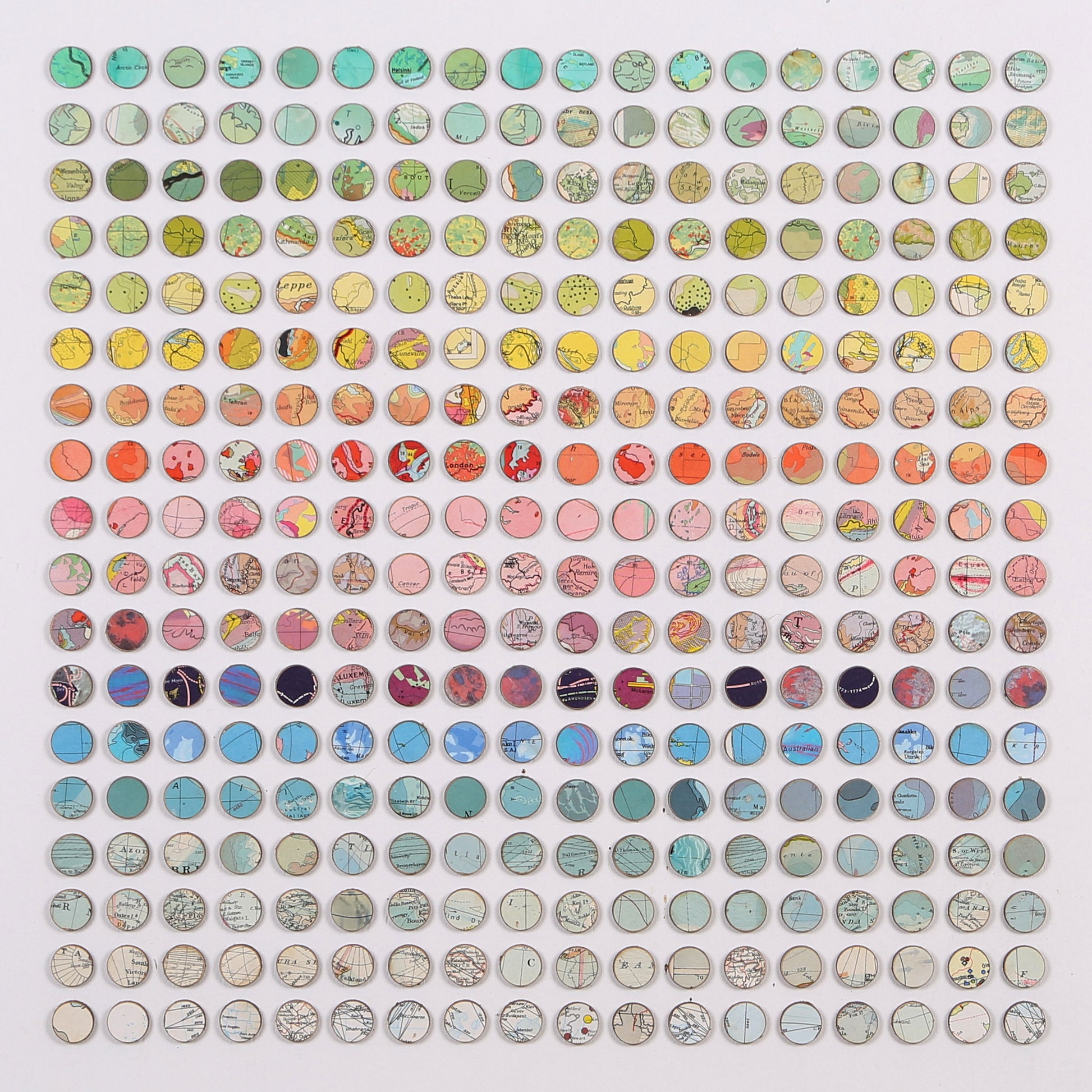 Detail of 324 Map Dots Rainbow wall art by Amelia Coward