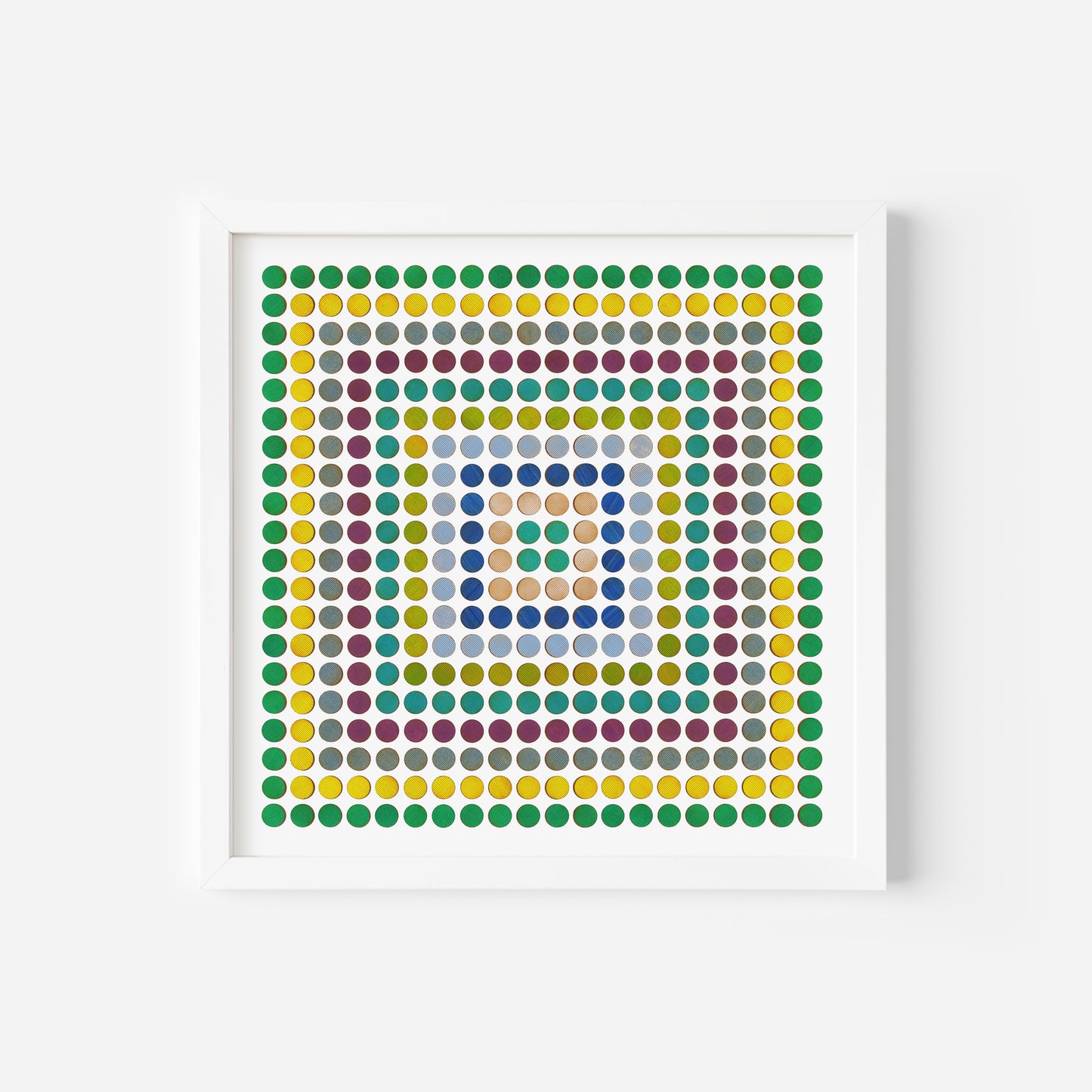 Painted Dot Collage Concentric Squares Print