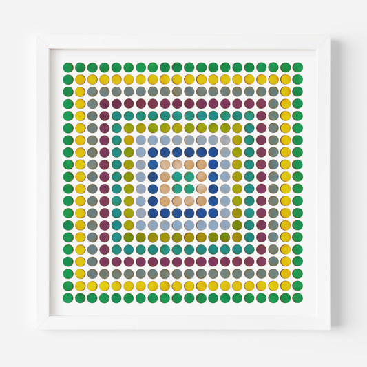 Painted Dot Collage Concentric Squares Print