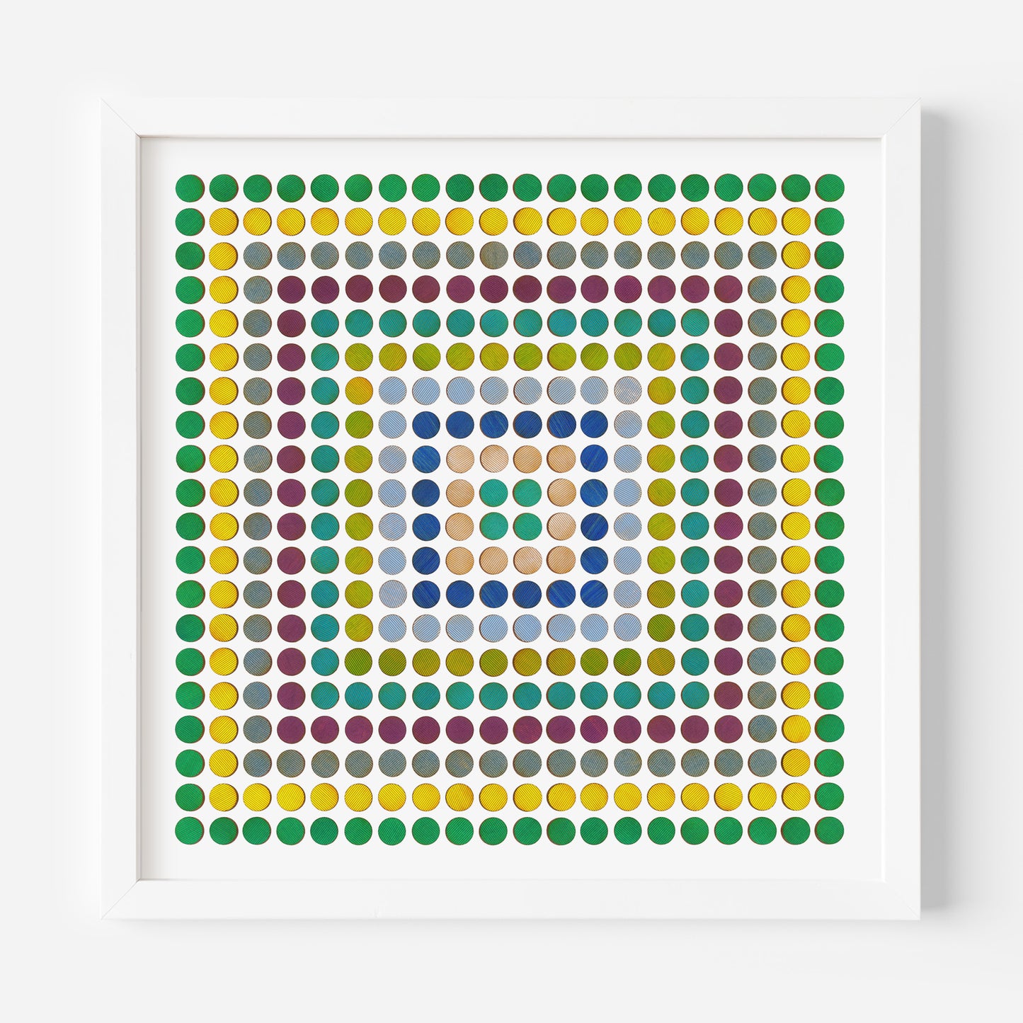 Painted Dot Collage Concentric Squares Print