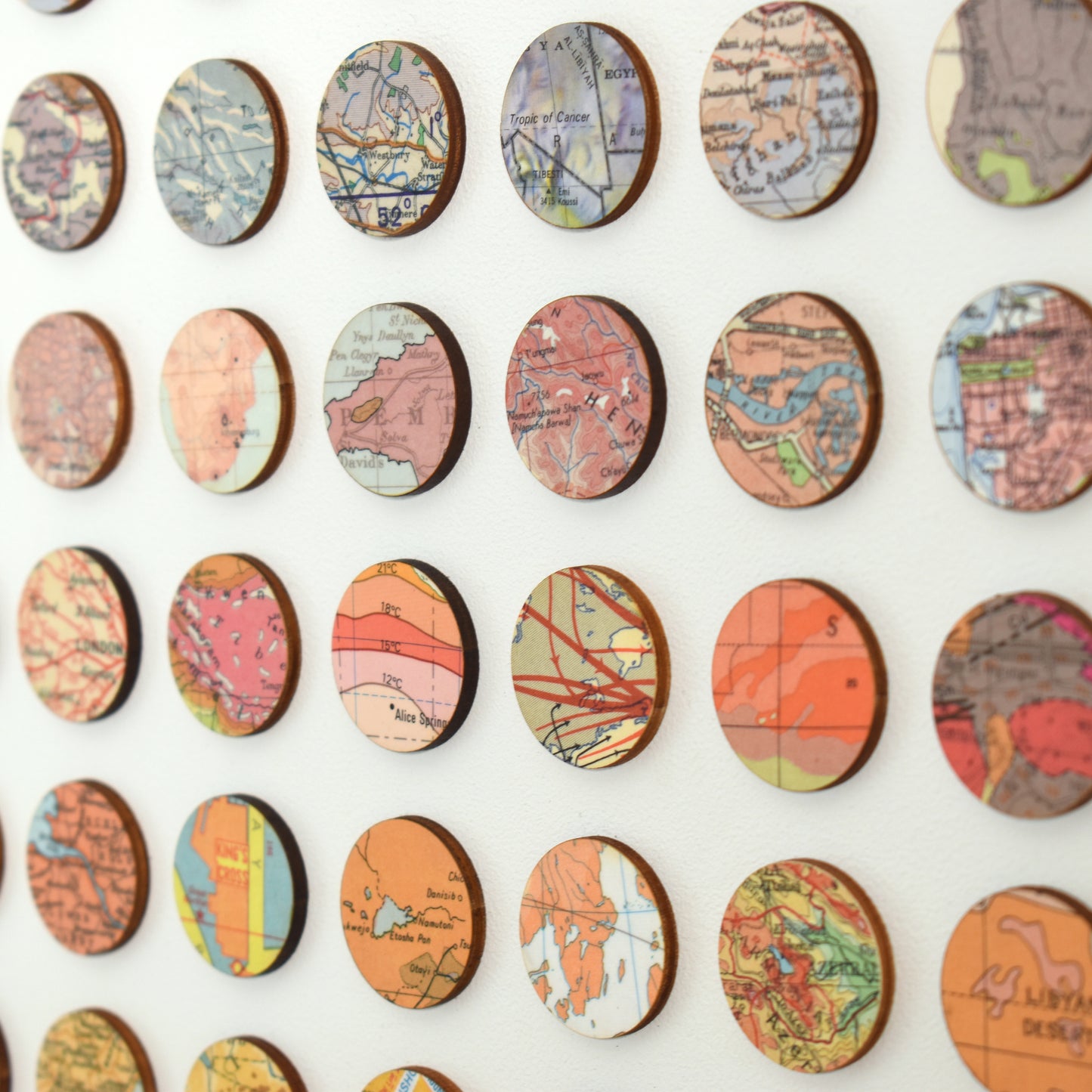 Red map dots detail by Amelia Coward