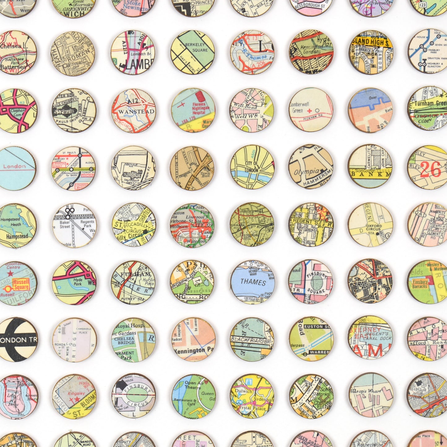 One Hundred and Twenty Six London Map Dots Collage