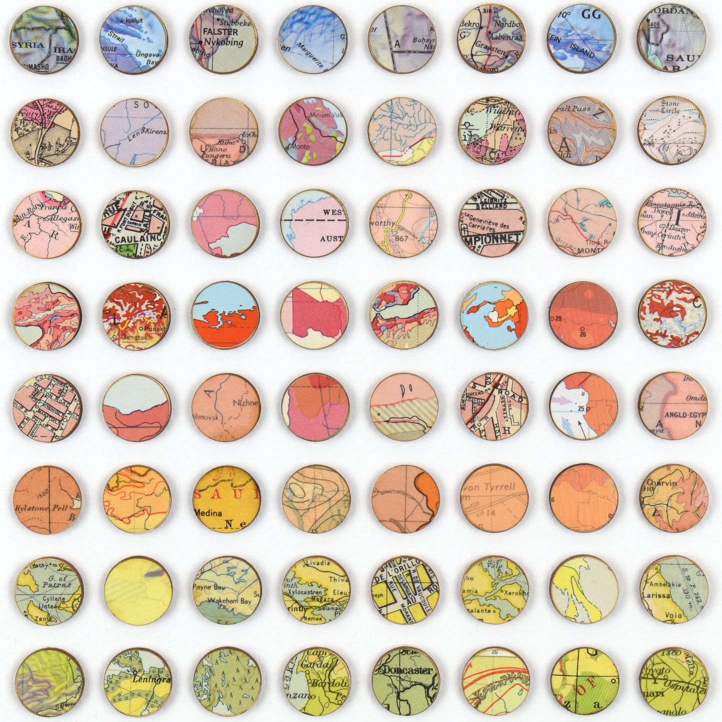 One Hundred and Four World Map Dots Rainbow Collage