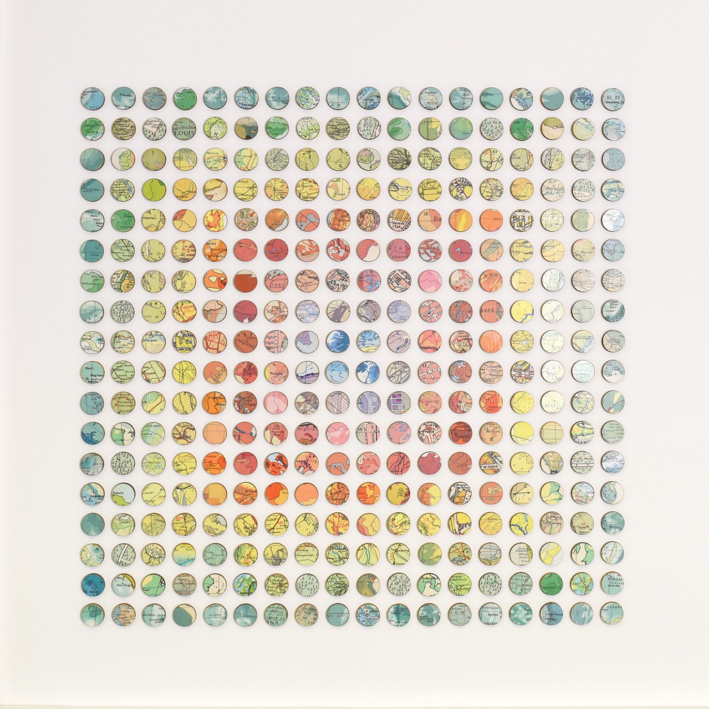 Three Hundred and Twenty Four Map Dots Rainbow Concentric Squares Collage