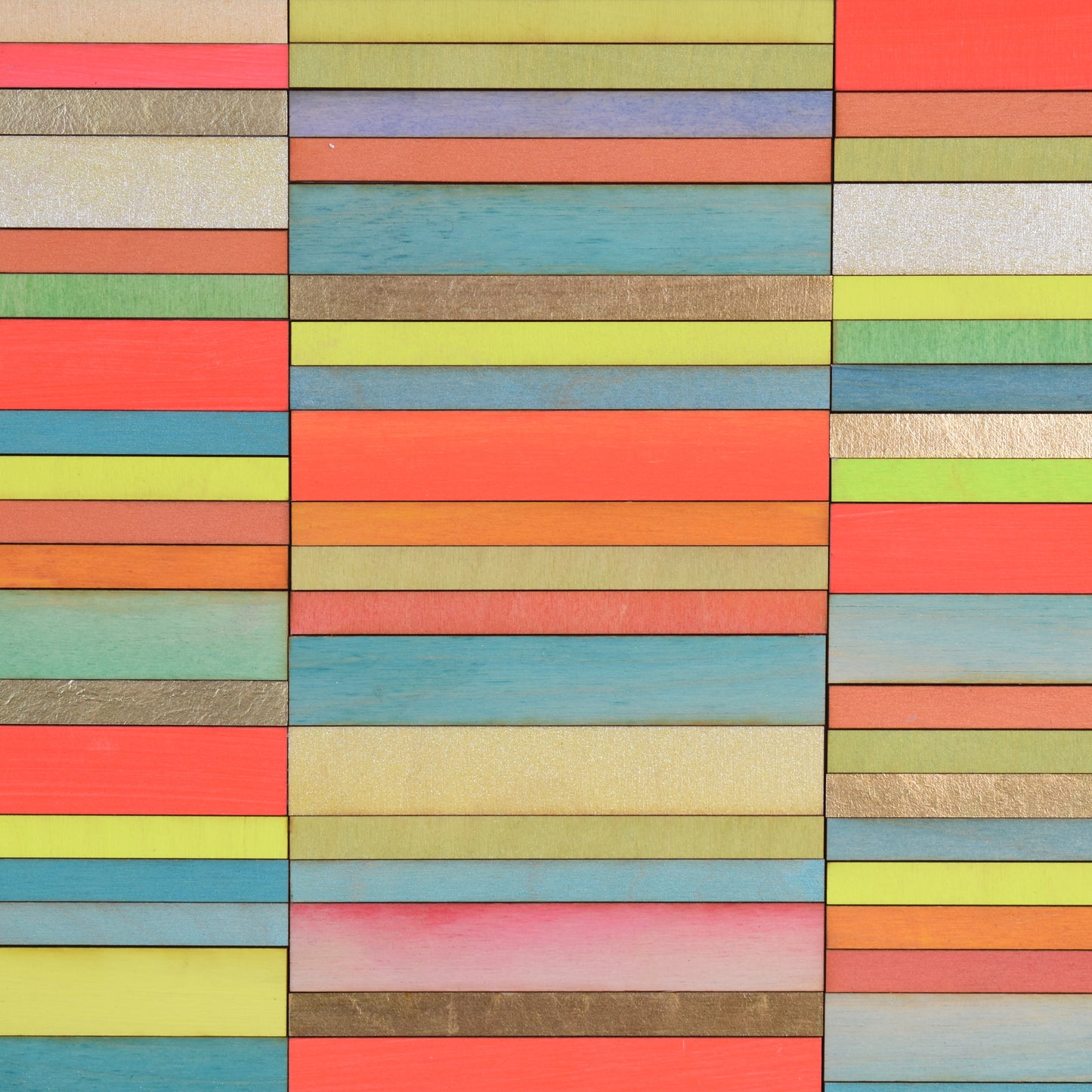 Orange and Lime Stripe Colour Study Painting with Gold