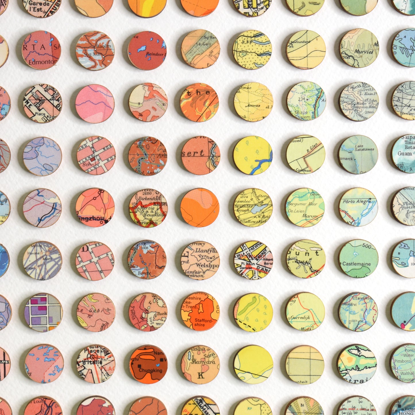 Three Hundred and Twenty Four Map Dots Rainbow Concentric Squares Collage
