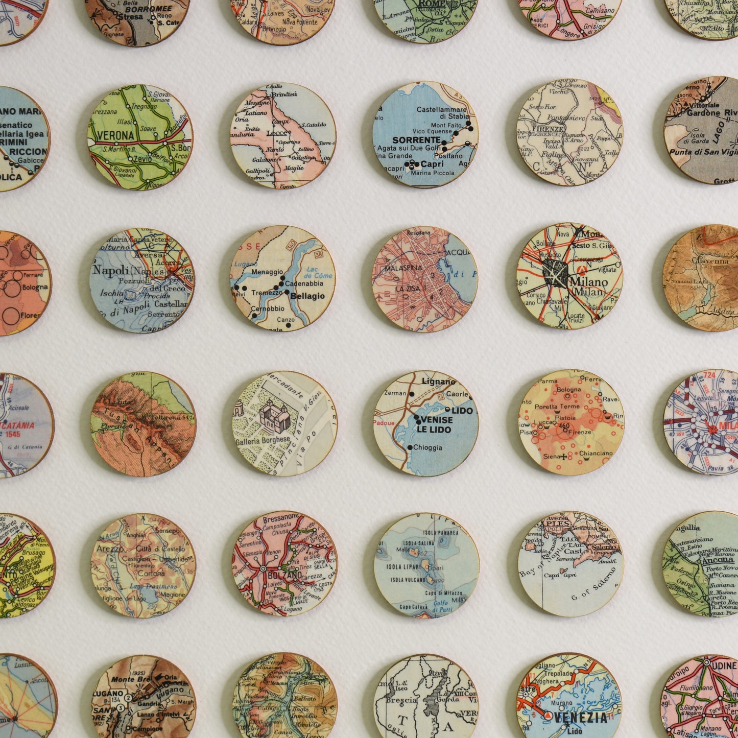 One Hundred Italy Map Dots Collage