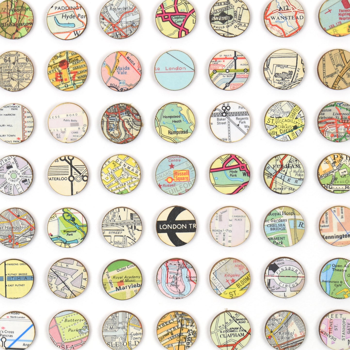 One Hundred and Twenty Six London Map Dots Collage