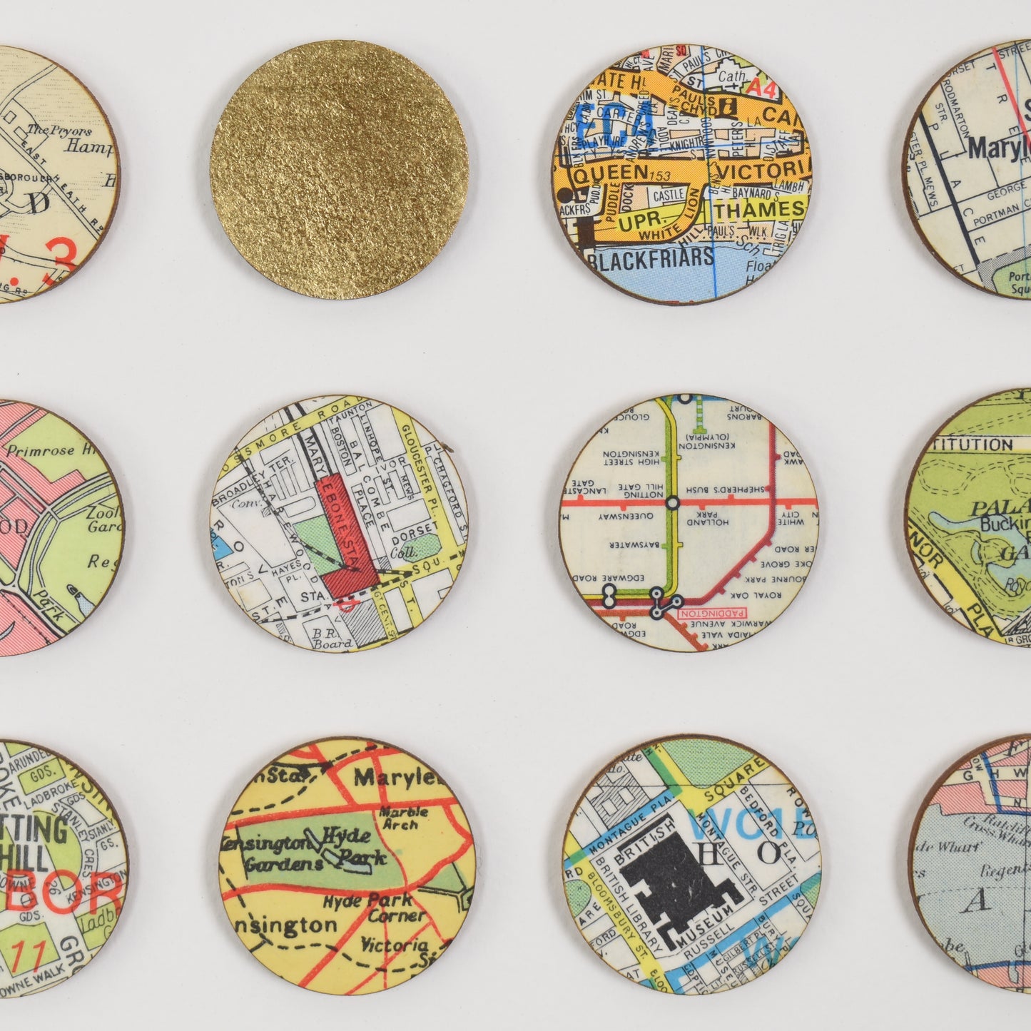One Hundred and Fifty London Map Dots with Gold Leaf
