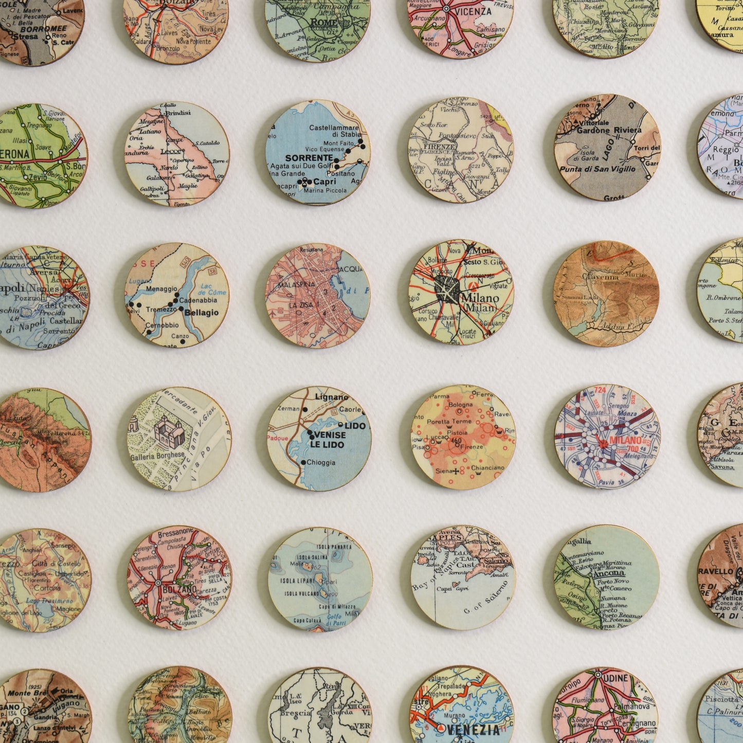 One Hundred Italy Map Dots Collage
