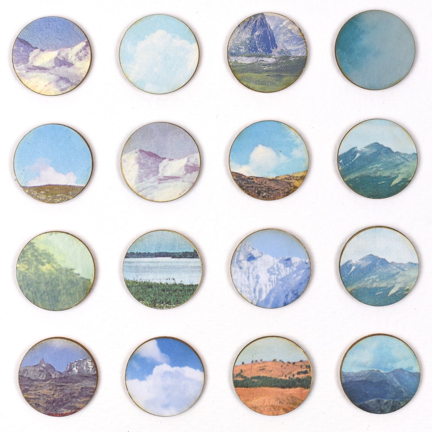 One Hundred Snowy Mountain Landscape Dots Collage