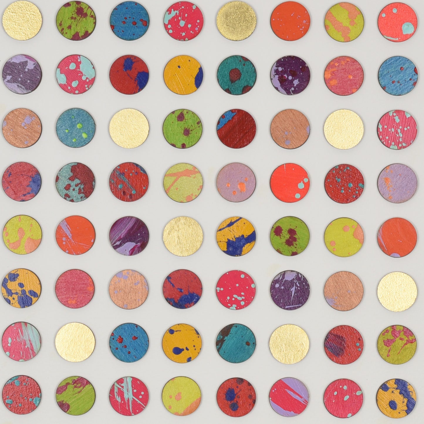 One Hundred Splash Dots Painting, Gold
