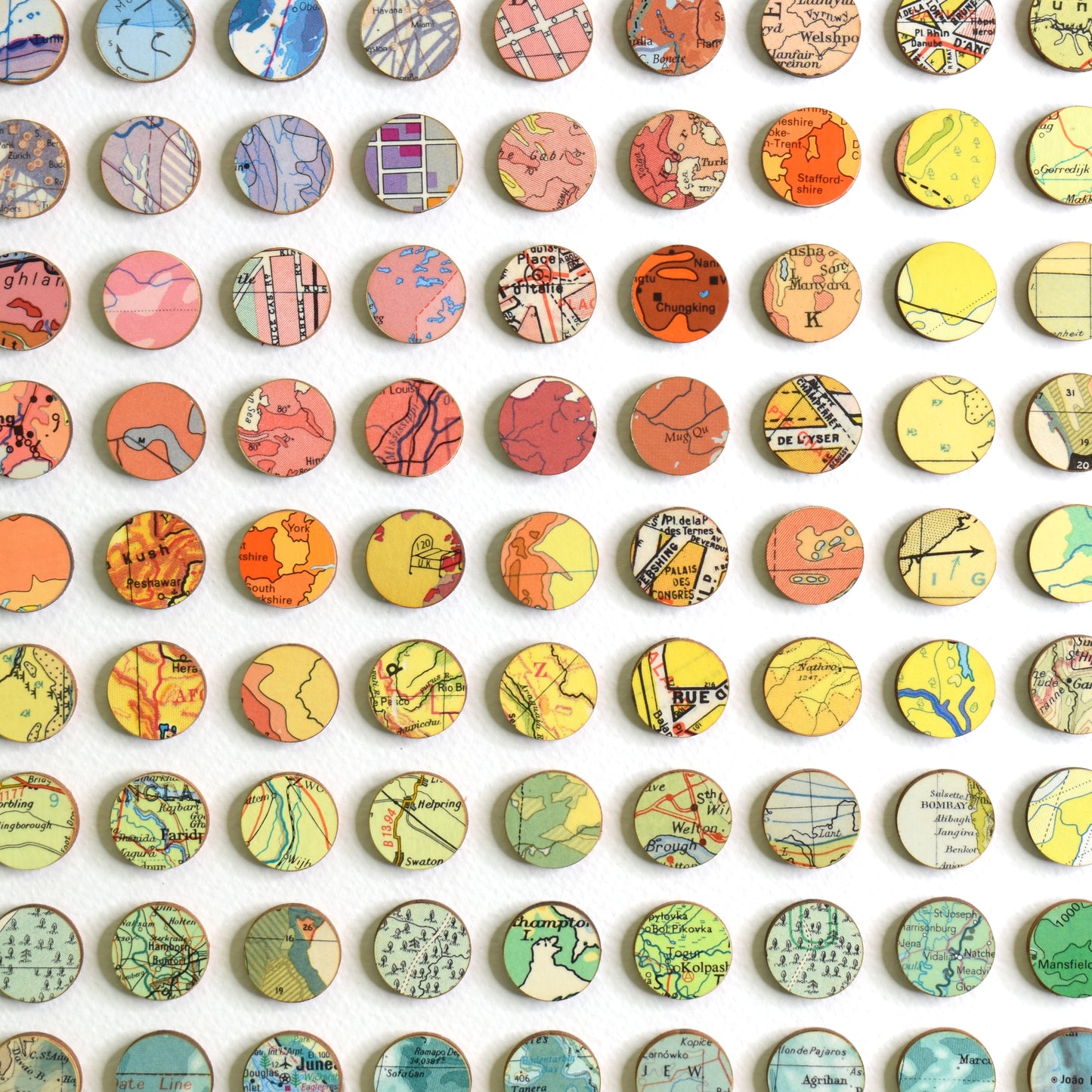 Three Hundred and Twenty Four Map Dots Rainbow Concentric Squares Collage