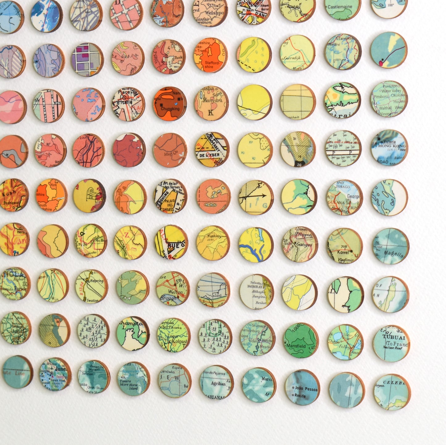 Three Hundred and Twenty Four Map Dots Rainbow Concentric Squares Collage