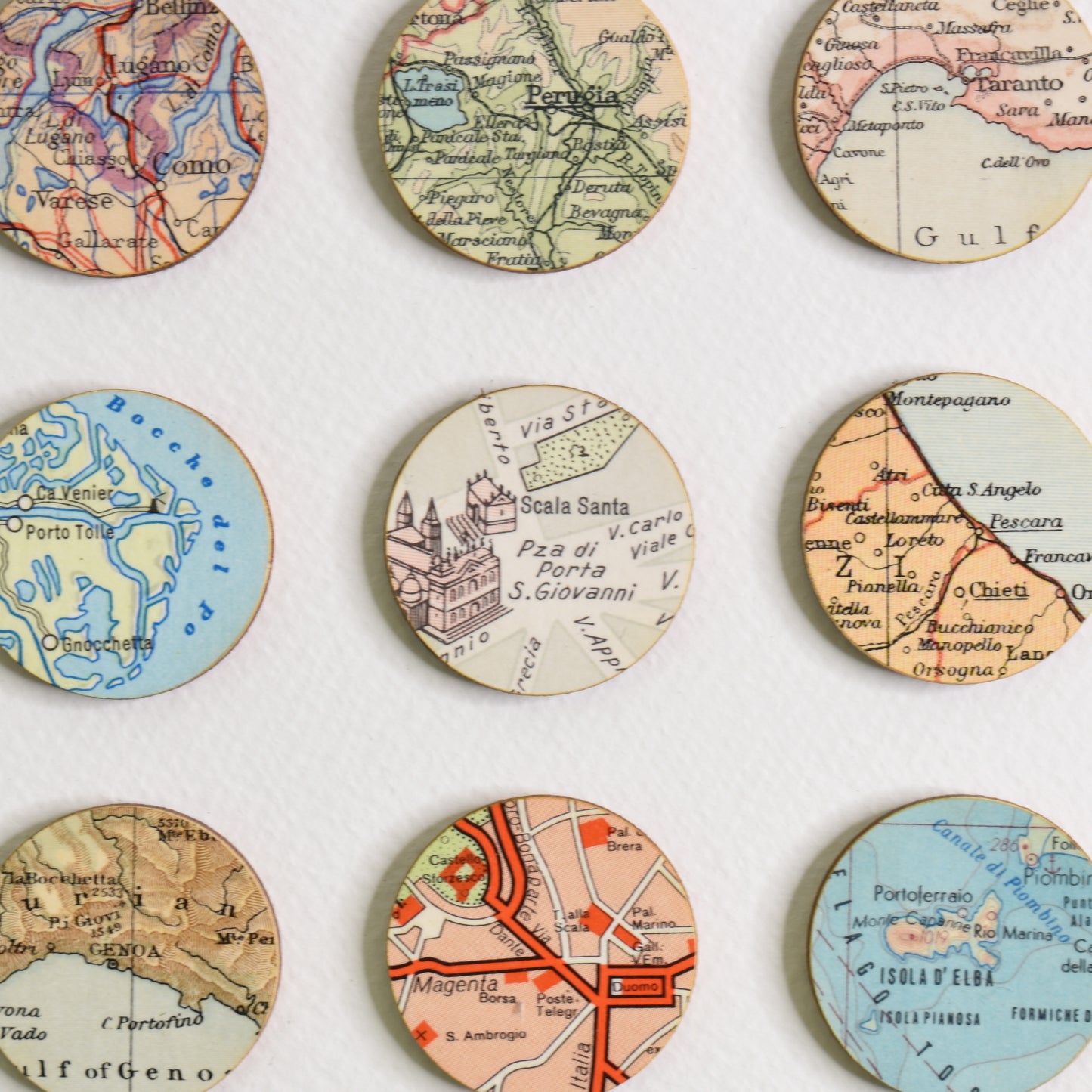 One Hundred Italy Map Dots Collage