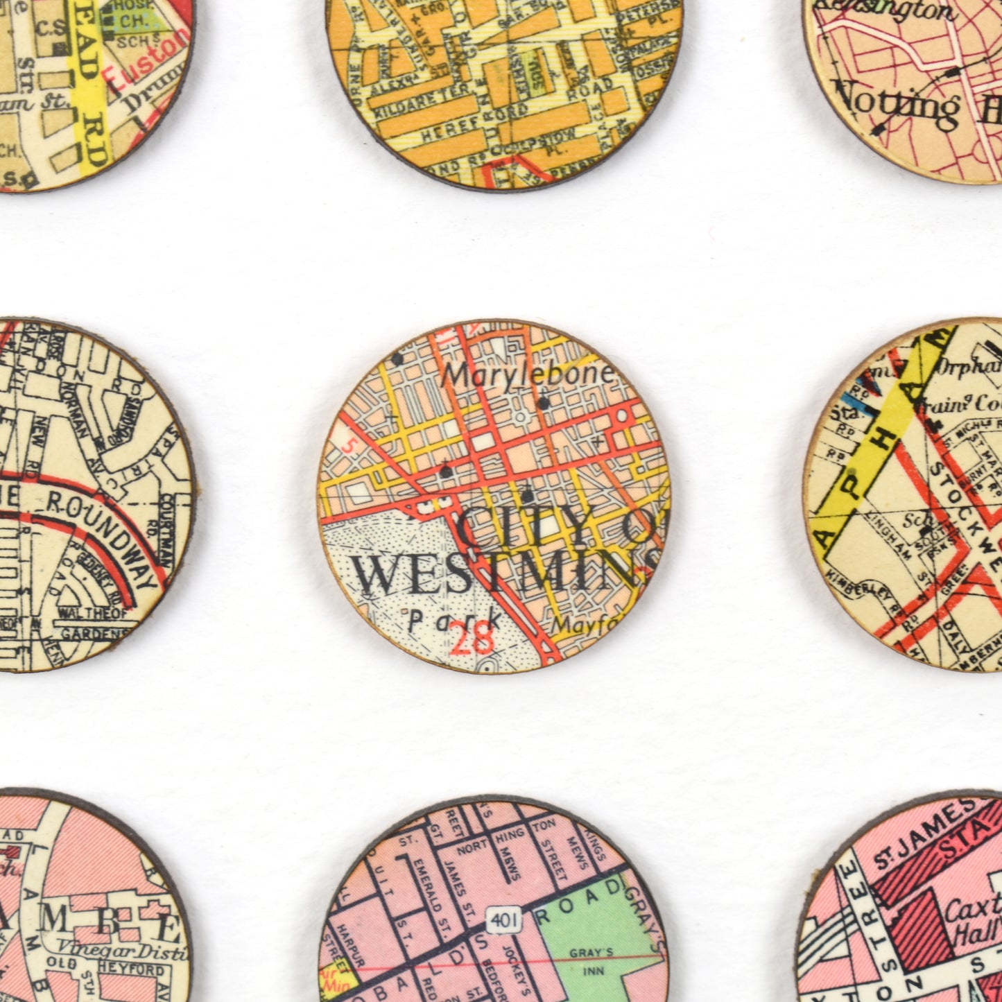 One Hundred London Map Dots Rainbow Collage