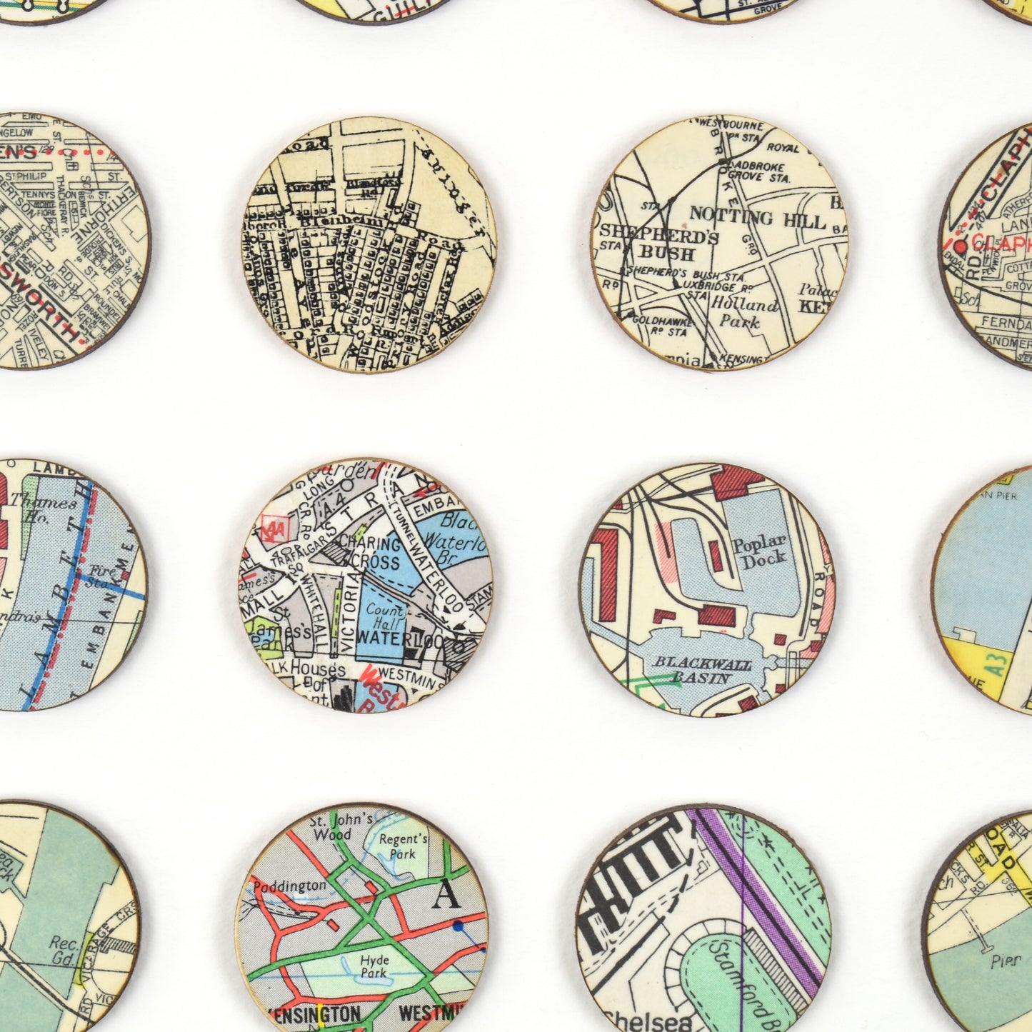 One Hundred London Map Dots Rainbow Collage