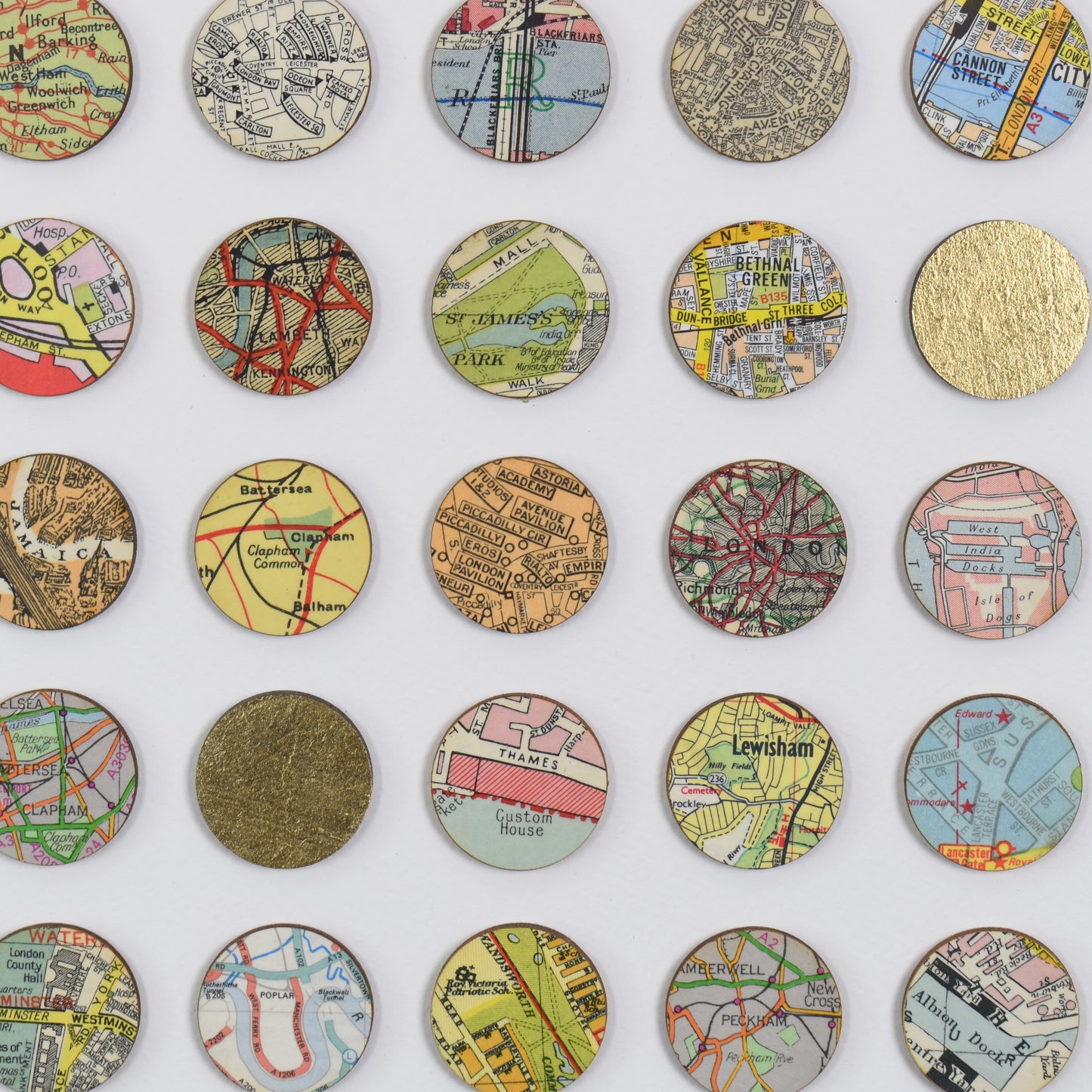One Hundred and Fifty London Map Dots with Gold Leaf