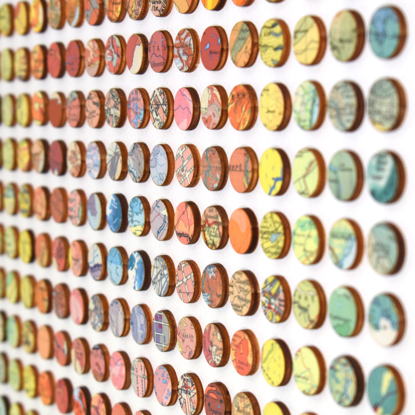 Three Hundred and Twenty Four Map Dots Rainbow Concentric Squares Collage