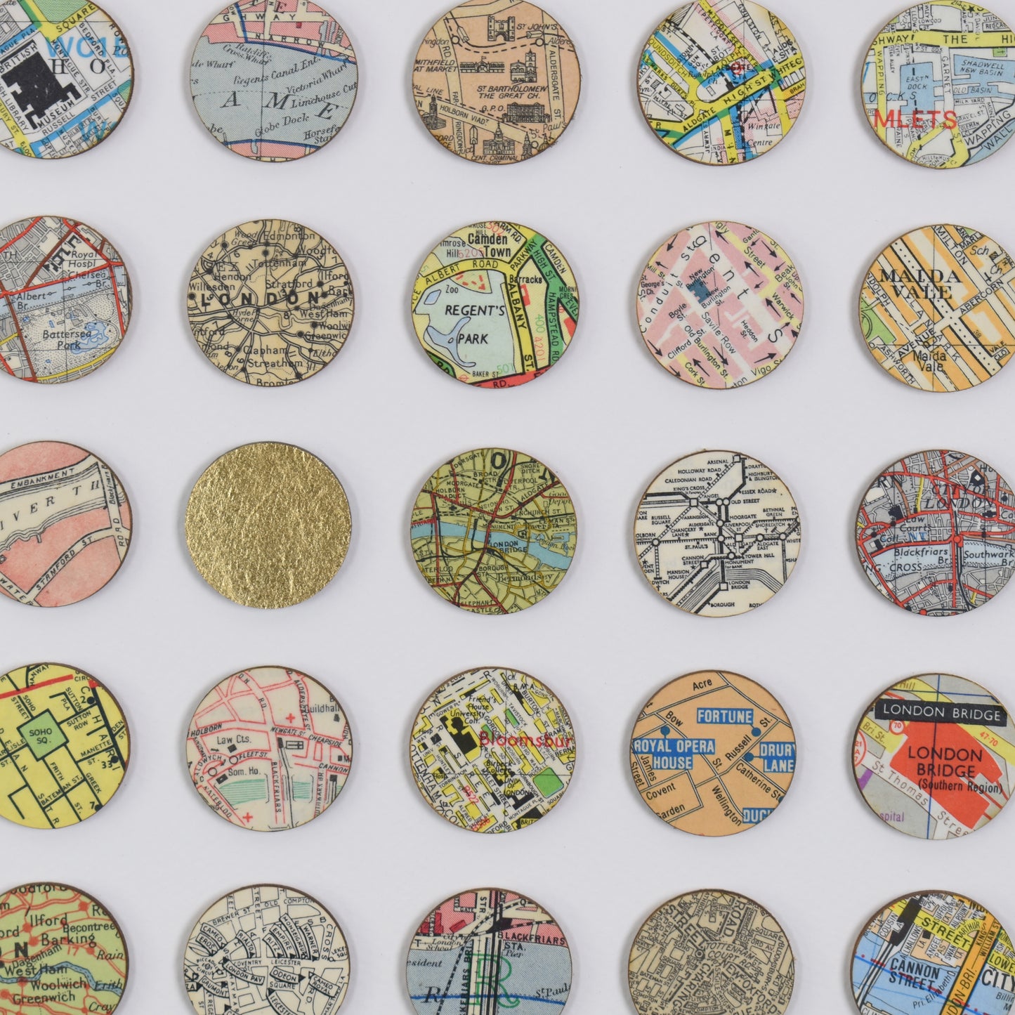 One Hundred and Fifty London Map Dots with Gold Leaf