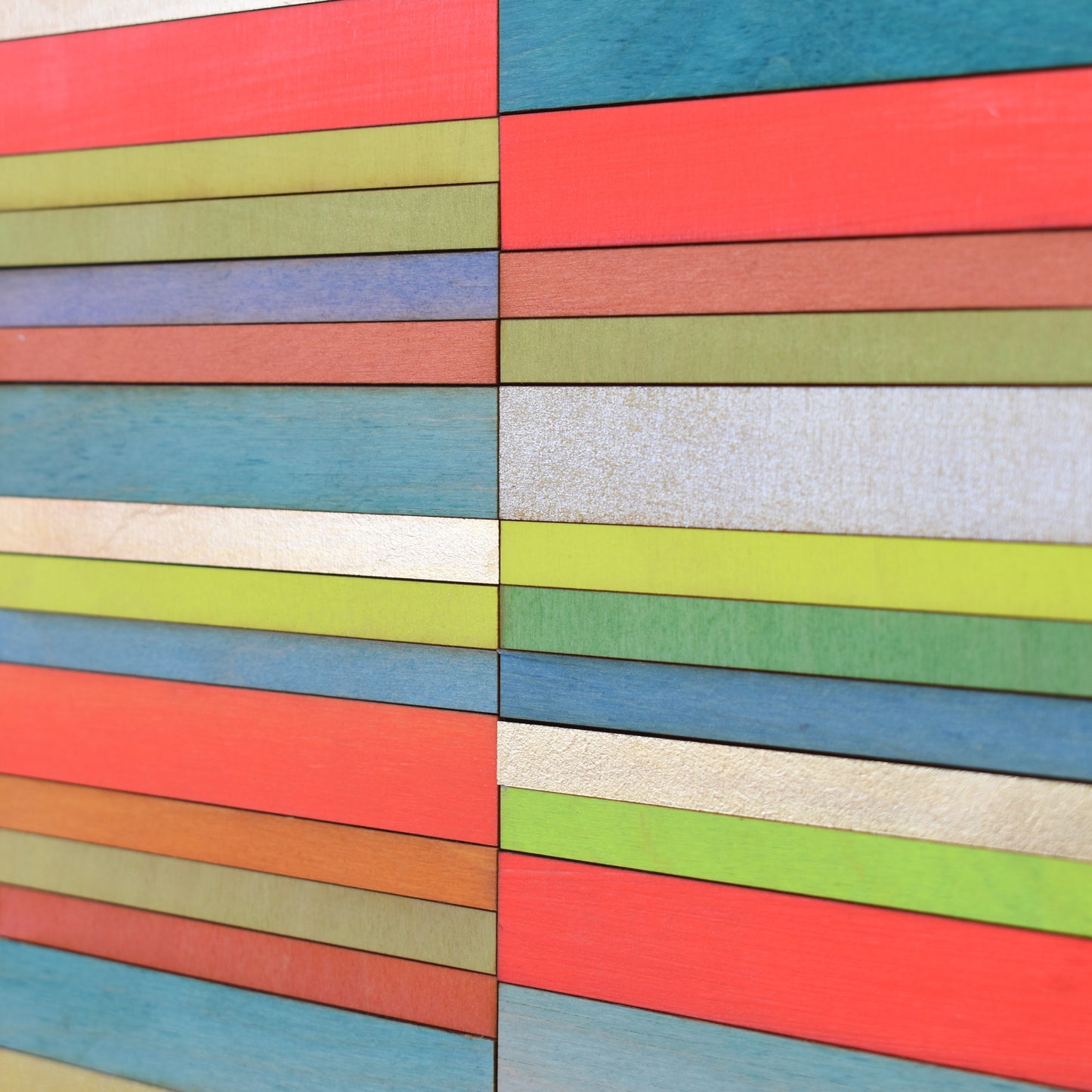 Orange and Lime Stripe Colour Study Painting with Gold