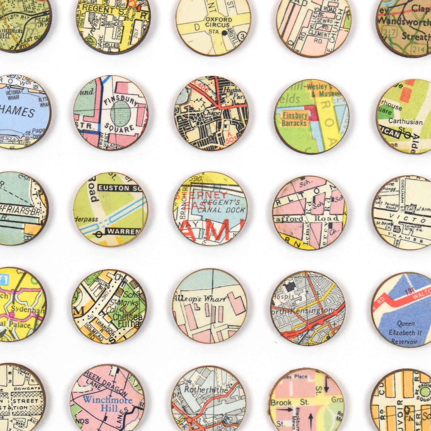One Hundred and Twenty Six London Map Dots Collage