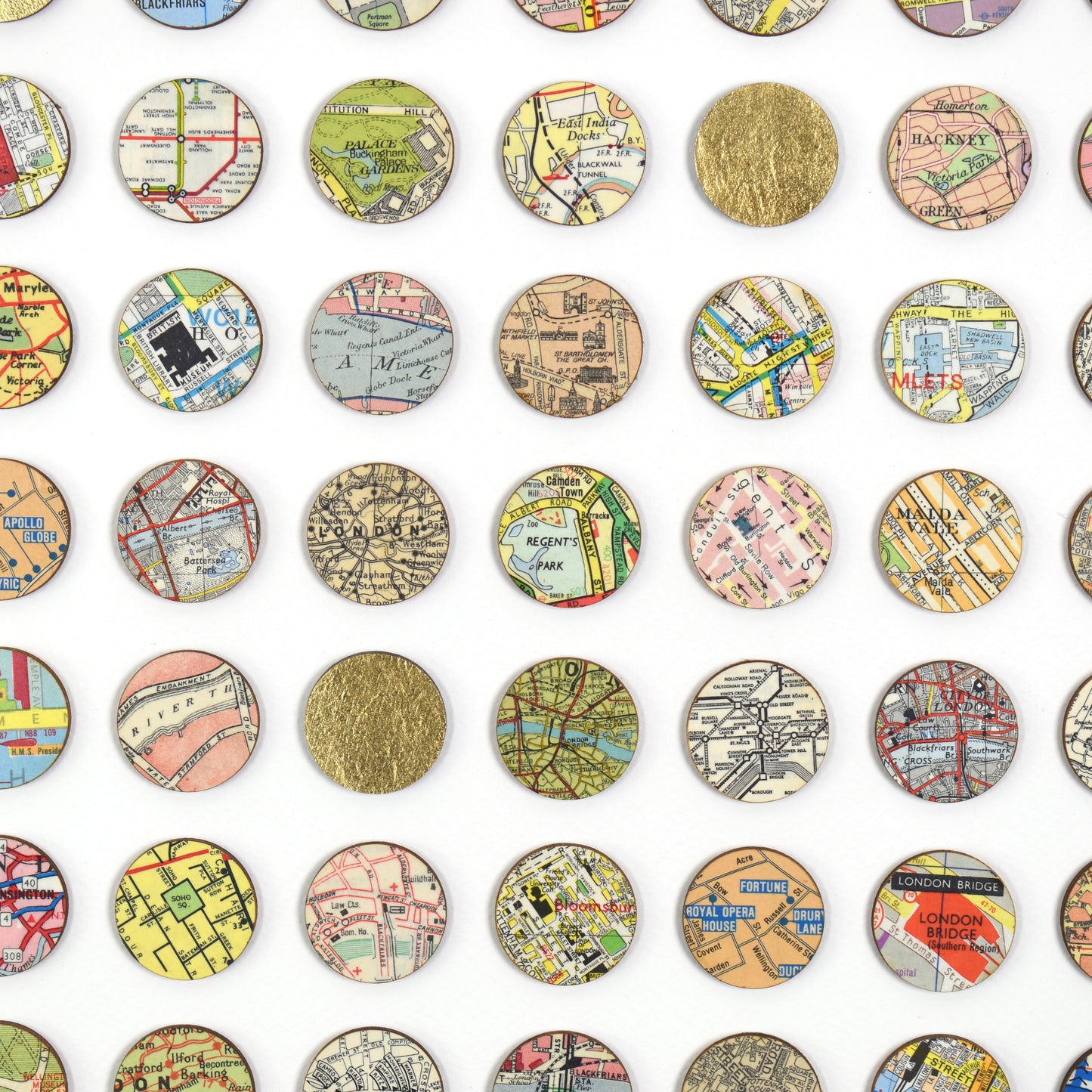 One Hundred and Fifty London Map Dots with Gold Leaf