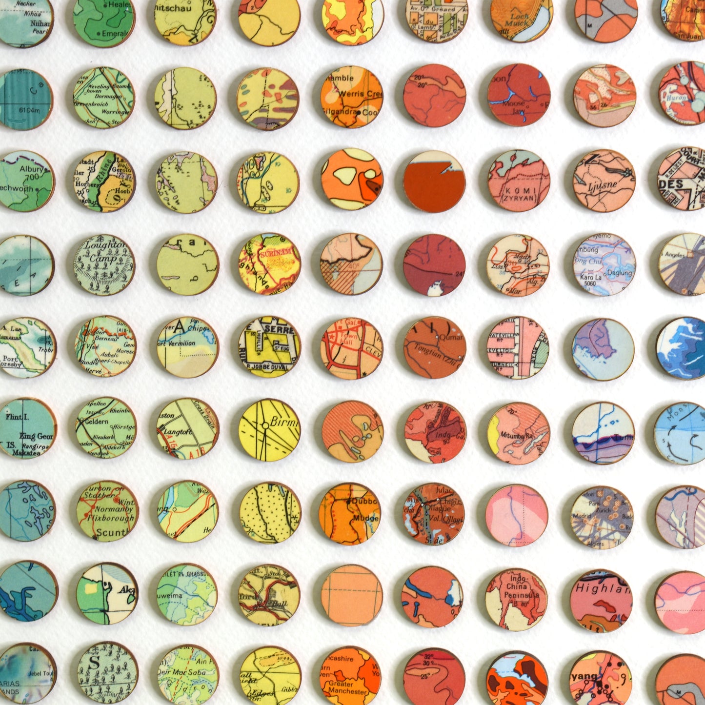 Three Hundred and Twenty Four Map Dots Rainbow Concentric Squares Collage