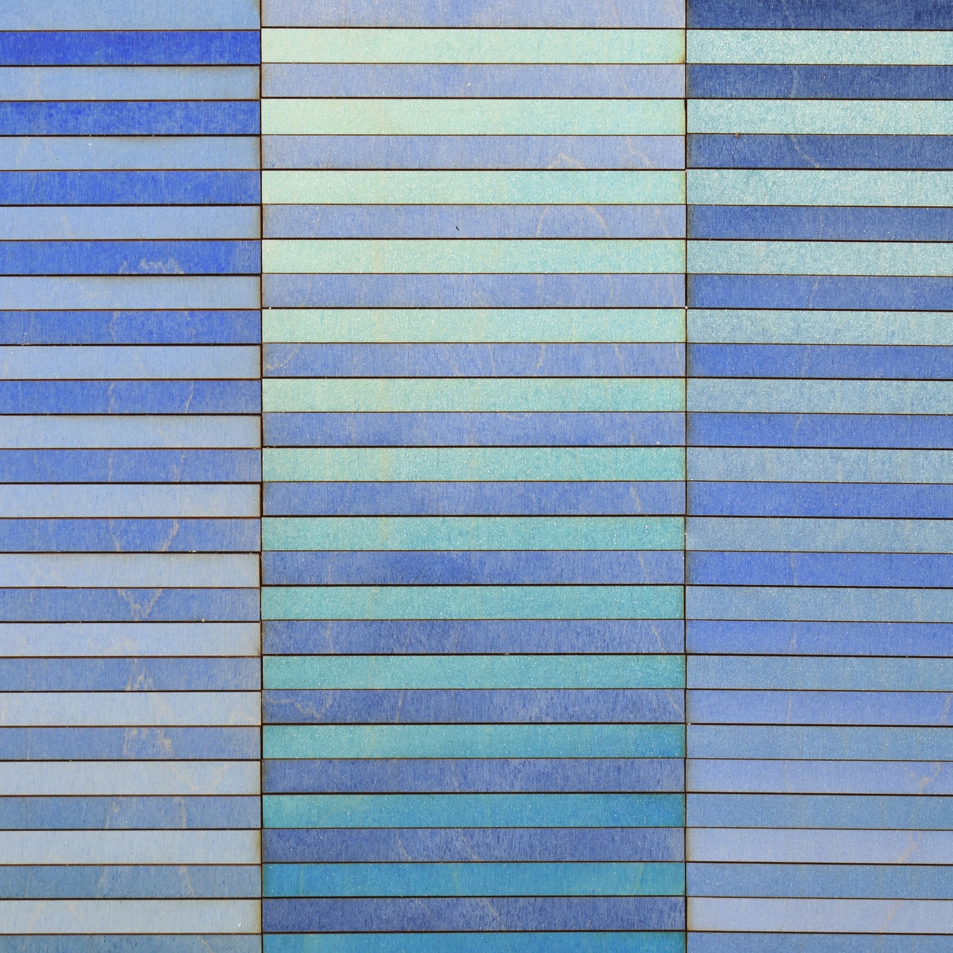 Detail of blue striped panel painting by Amelia Coward