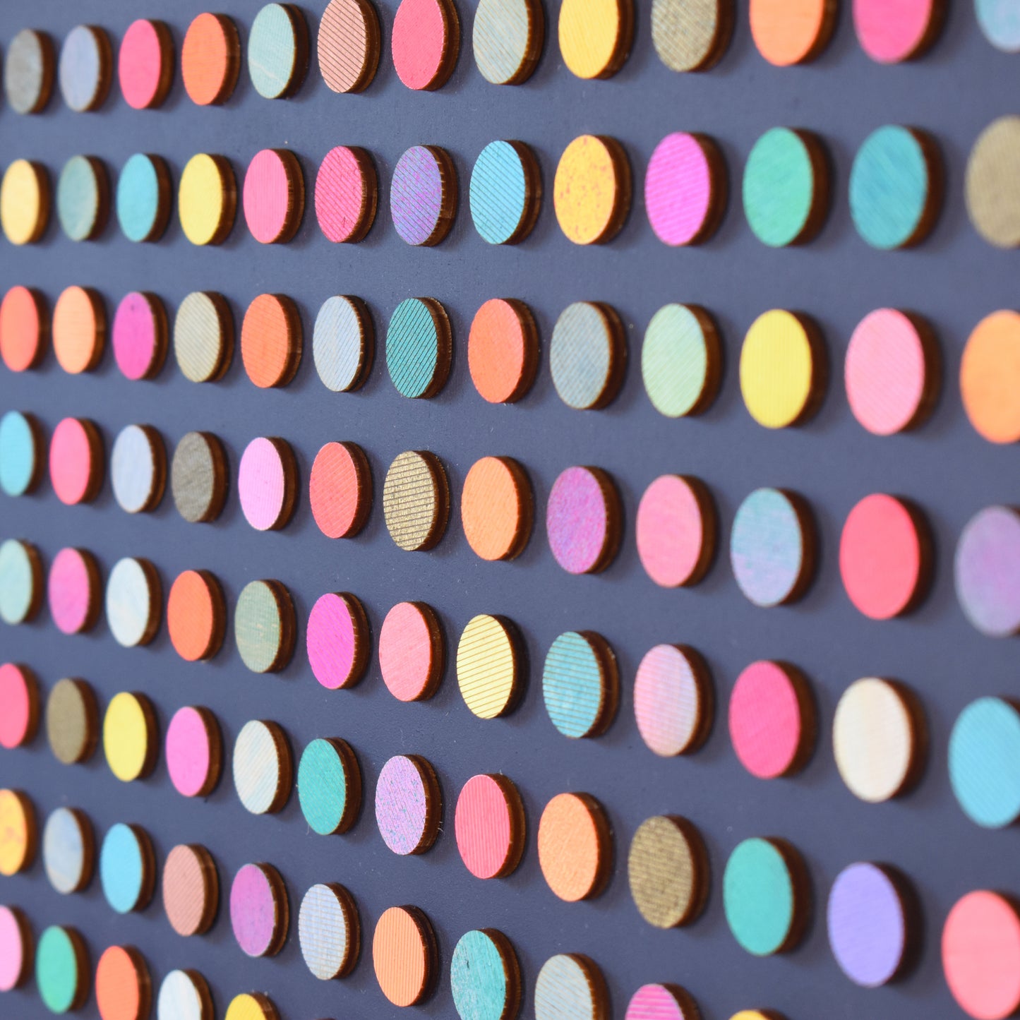 close up of Painted Dot Collage on Black by Amelia Coward