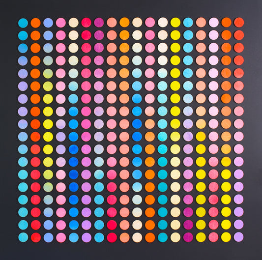 Three Hundred And Twenty Four Ombre Stripe Dots Painting, Black