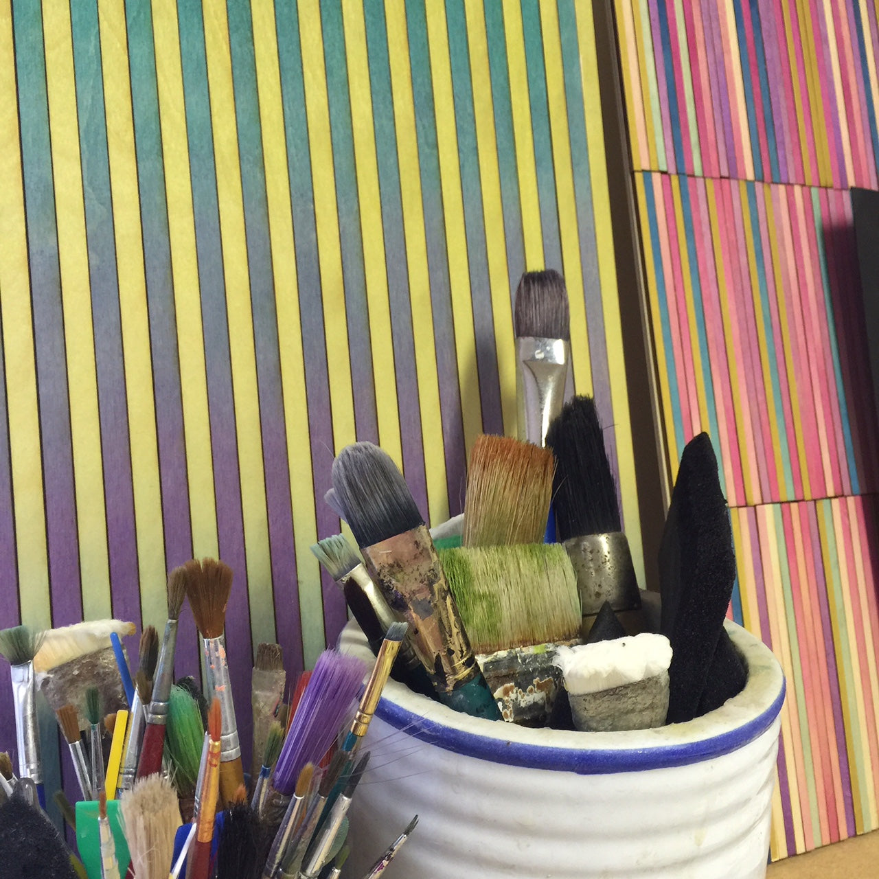 Narrow Stripe Colour Study Painting, Orange and Violet
