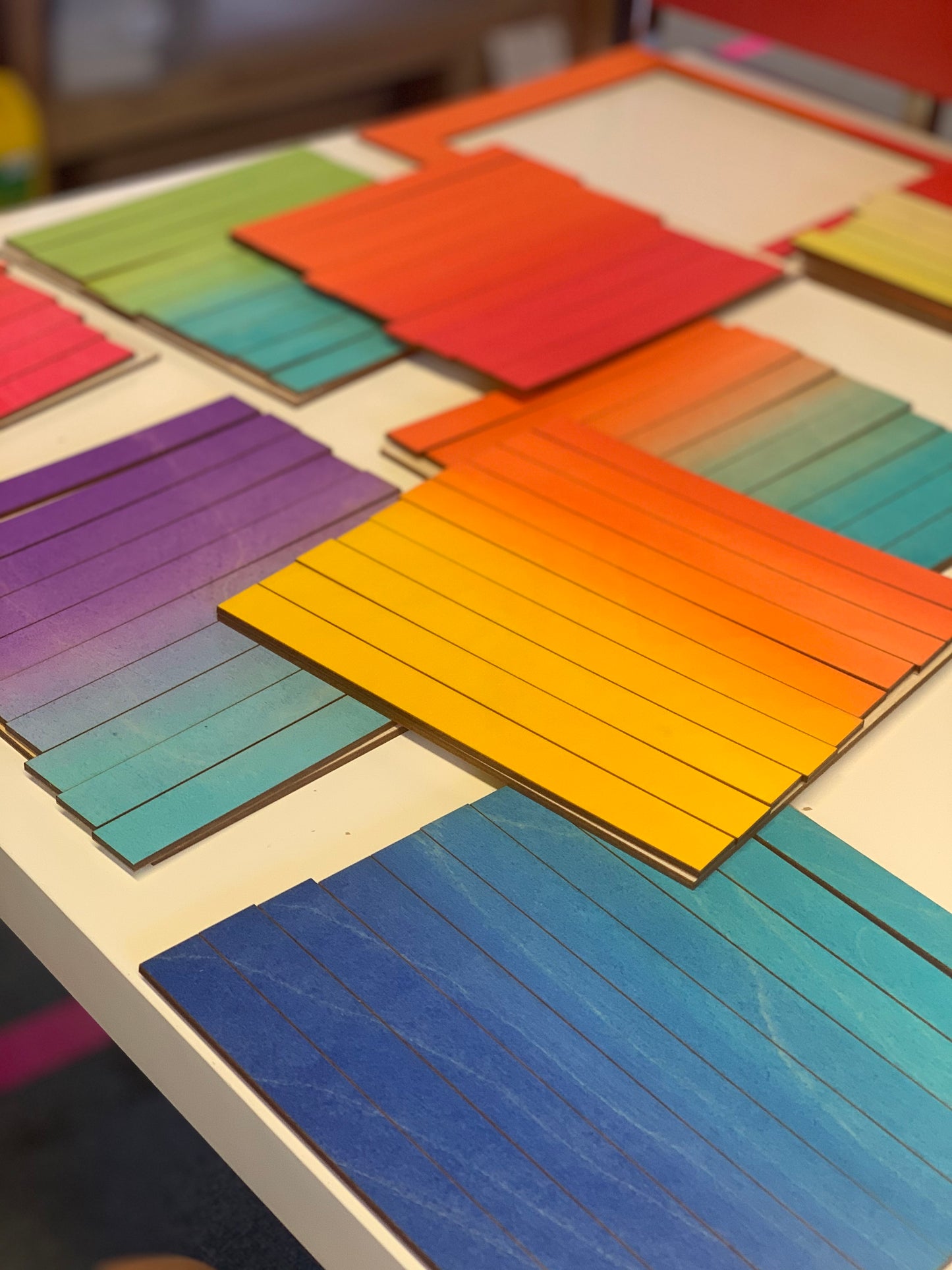 Narrow Stripe Colour Study Painting, Orange and Violet