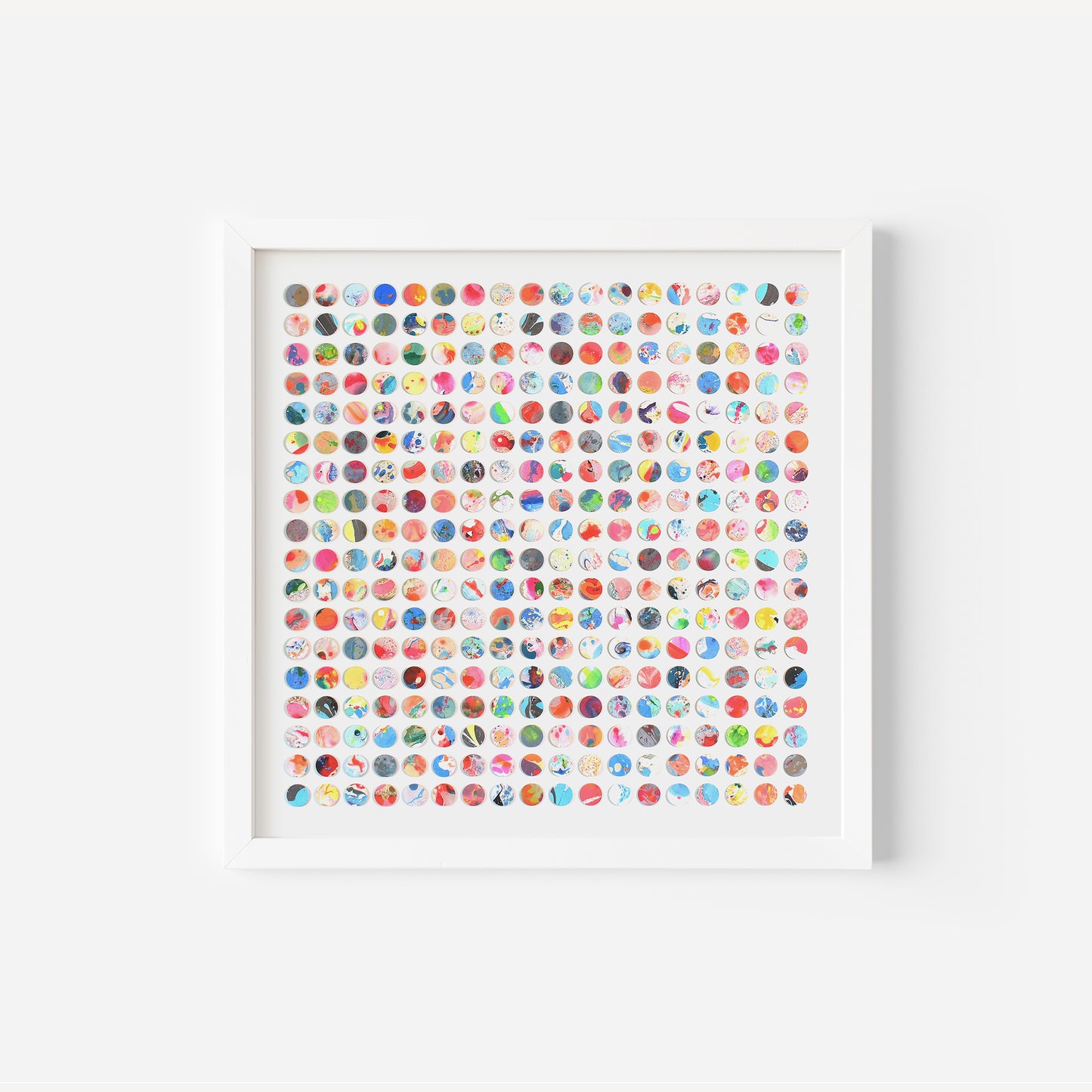 Three Hundred and Twenty Four Marbled Dots Collage Painting