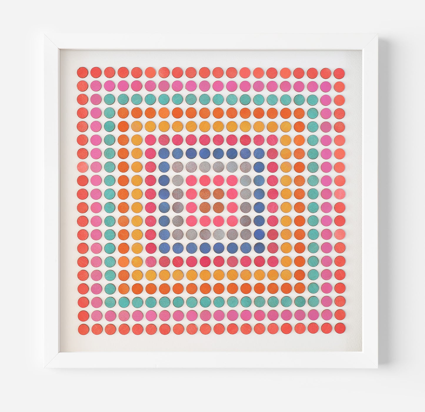 Painted Dot Collage Concentric Squares Red