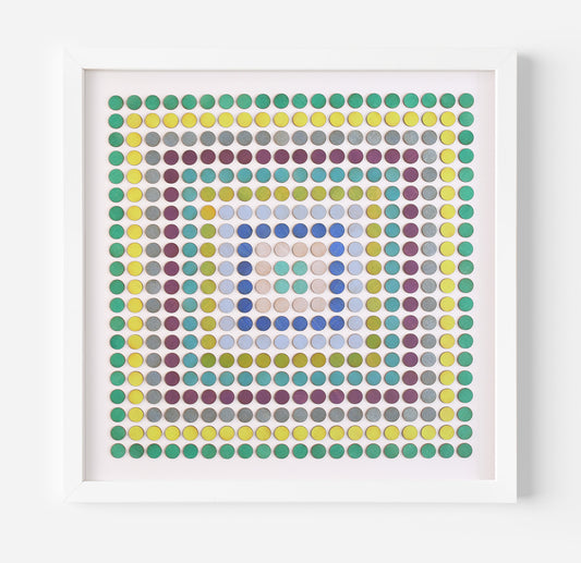 Painted Dot Collage Concentric Squares Green