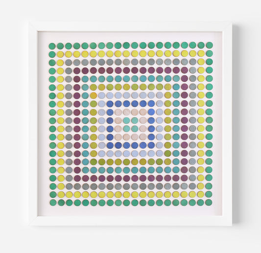 Painted Dot Collage Concentric Squares Green
