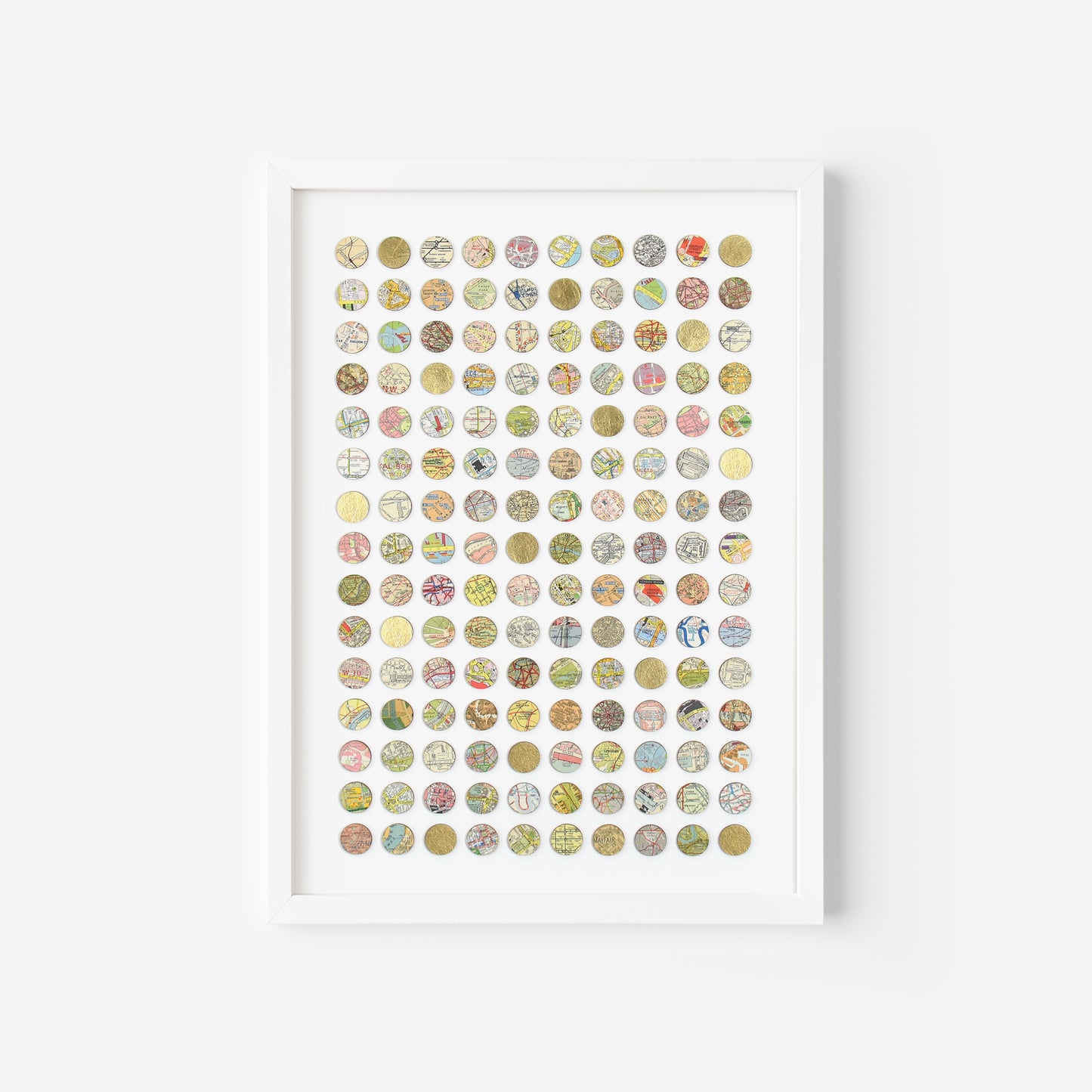One Hundred and Fifty London Map Dots with Gold Leaf