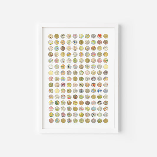 One Hundred and Fifty London Map Dots with Gold Leaf