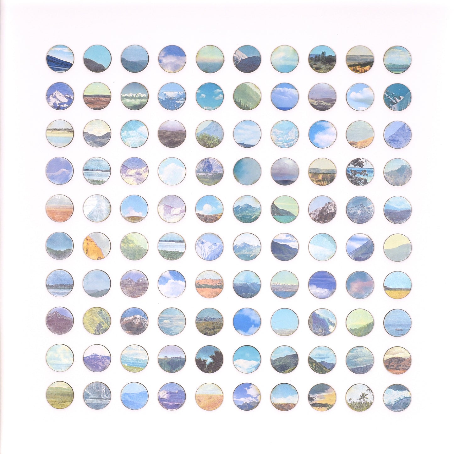 One Hundred Snowy Mountain Landscape Dots Collage