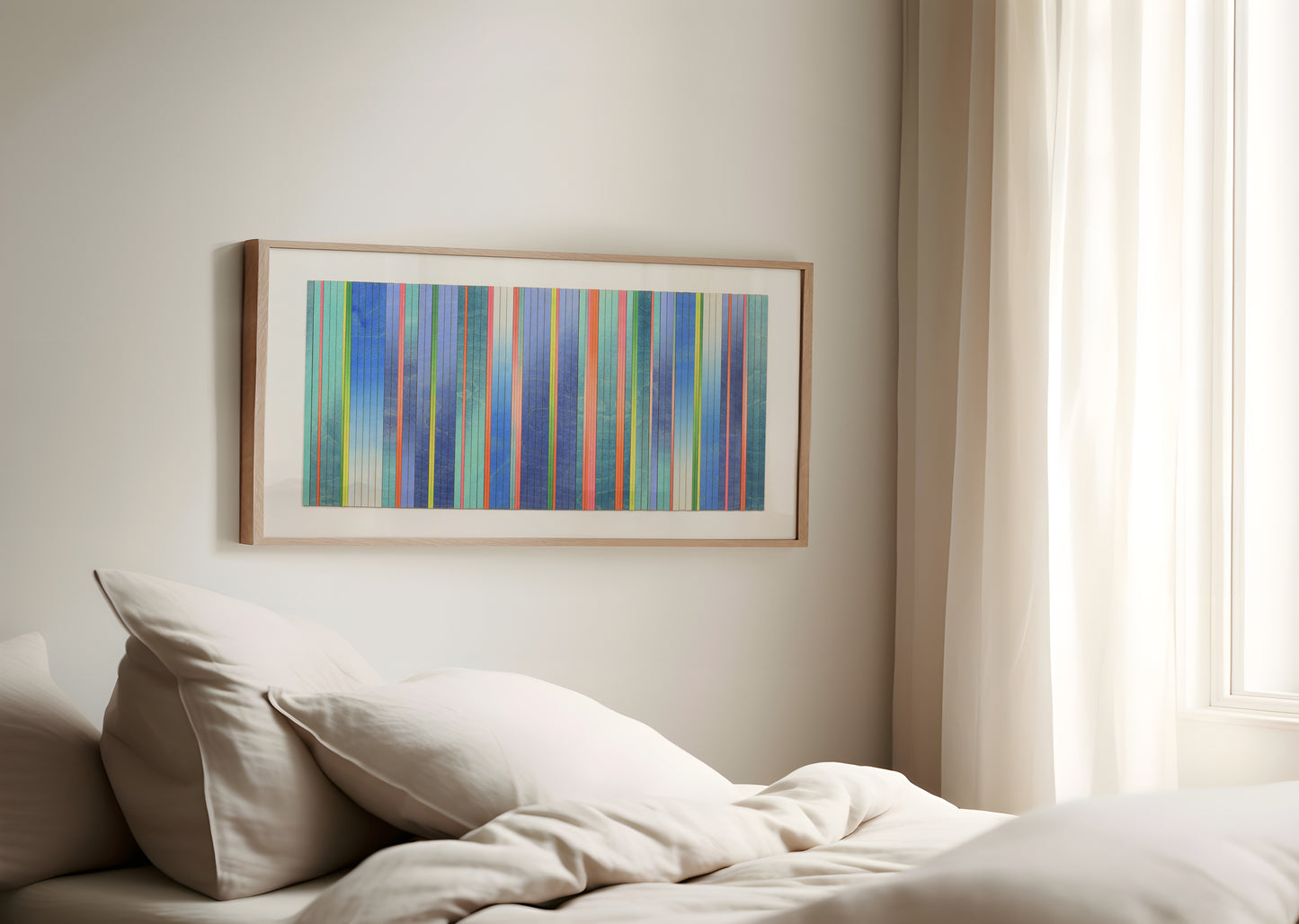 Irregular Stripe Colour Study Painting, Landscape Blue Ombre