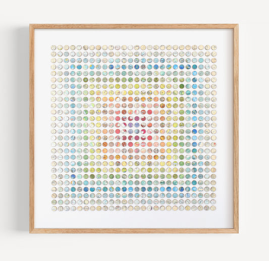 Six Hundred and Seventy Six Rainbow Map Dots Concentric Squares